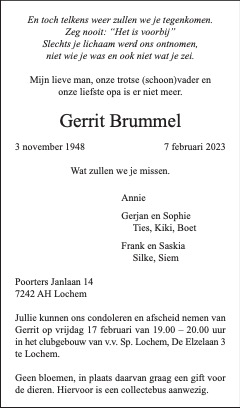 Rouwadvertentie Gerrit